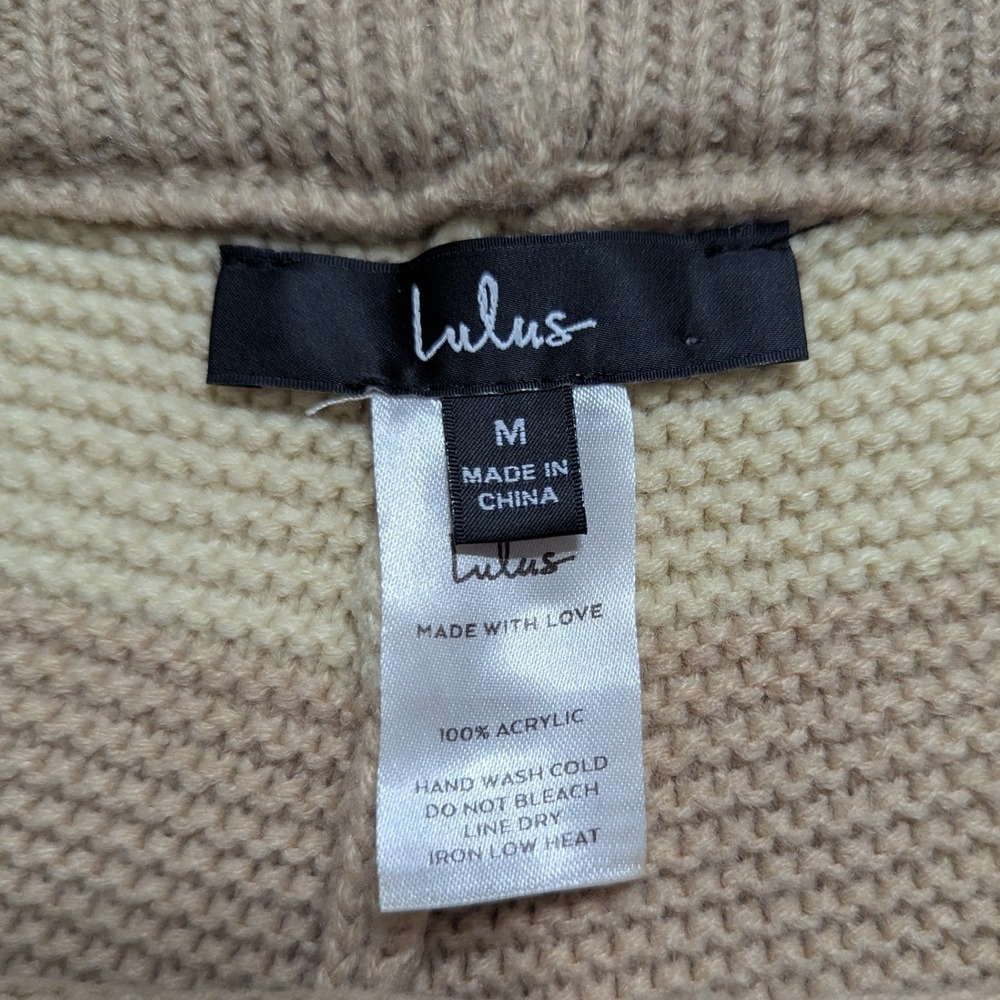 Lulus Tan Cream Striped Knit Drawstring Lounge Shorts Size Medium - Picture 2 of 4